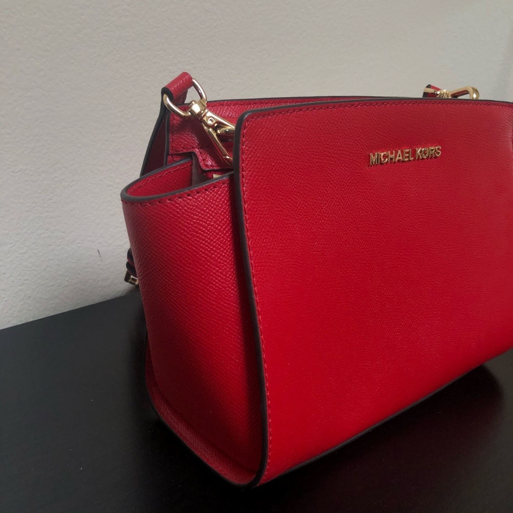 Michael Kors Deep Red Crossbody Purse Like New